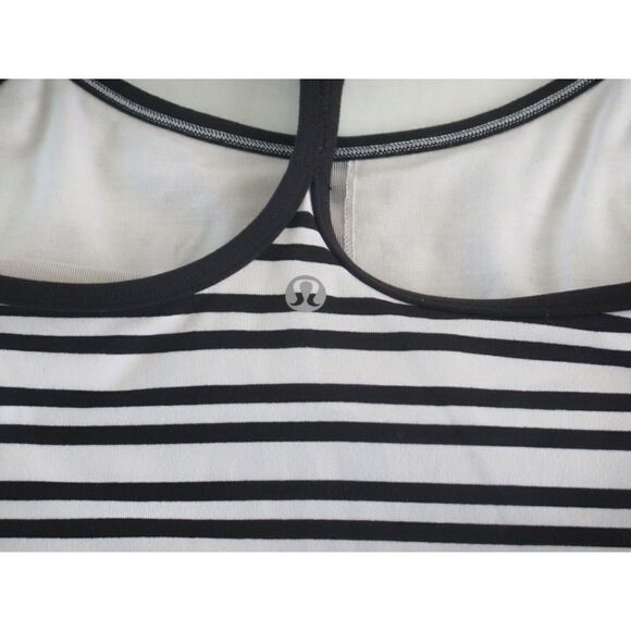 Lululemon Women's Sz 6 Black & White Striped Power Y Tank Top - Picture 4 of 4